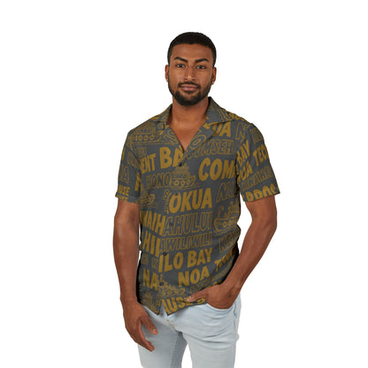 Aloha Shirt —  Vintage Island Word-Print